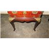 Image 4 : Footed Vintage Asian Cabinet w/ Fold-Down Door, Drawer & Brass Accents 16"W, 25" H