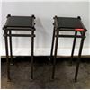 Image 1 : Qty 2 Modern Metal Stands w/ Black Stone Top (12" Dia x 30" H)