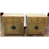 Image 1 : Qty 2 Green Lacquered Wooden Oriental Cabinets (End Tables) 28" H
