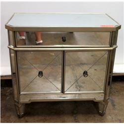 Mirrored 2-Door Cabinet  w/ Drawer