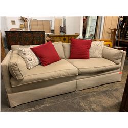 Beige Ralph Lauren Henredon Sofa & 3 Throw Pillows (2 brown cushions not included)