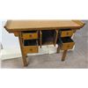 Image 13 : Curved Wooden Asian Entry Table w/ 2 Door Cabinet & 4 Drawers 49" x 15" x 37" Tall