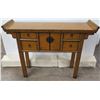 Image 1 : Curved Wooden Asian Entry Table w/ 2 Door Cabinet & 4 Drawers 49" x 15" x 37" Tall