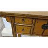 Image 8 : Curved Wooden Asian Entry Table w/ 2 Door Cabinet & 4 Drawers 49" x 15" x 37" Tall