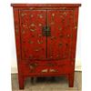 Image 1 : Qing Dynasty Red Lacquered Chinese Elmwood Cabinet, Circa 1860 (Includes Certificate