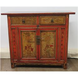 Qing Dynasty Elmwood Cabinet w/ Original Paintings, Circa 1850-1880 (Includes Certificate)