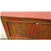 Image 6 : Red 4-Door Oriental Wooden Cabinet w/ Gold-Tone Dragon Accents, 2 Shelves 25"W x 28"H