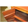 Image 9 : Red 4-Door Oriental Wooden Cabinet w/ Gold-Tone Dragon Accents, 2 Shelves 25"W x 28"H