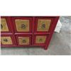 Image 8 : Nieman Marcus Red Wood Cabinet w/ 15 Tan Wood Pull Compartments 34" x 17" x 37"