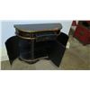 Image 10 : Black Wooden Curved Sideboard Buffet / Gold Pagoda & 4 Doors 1 Drawer 31" High