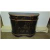 Image 2 : Black Wooden Curved Sideboard Buffet / Gold Pagoda & 4 Doors 1 Drawer 31" High