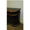 Image 7 : Black Wooden Curved Sideboard Buffet / Gold Pagoda & 4 Doors 1 Drawer 31" High