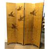 Image 1 : Reversible 4-Panel Lacquered Oriental Screen (Gold w/ Black Birds &  Black w/ Gold Bamboo)