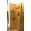 Image 2 : Reversible 4-Panel Lacquered Oriental Screen (Gold w/ Black Birds &  Black w/ Gold Bamboo)
