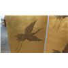 Image 4 : Reversible 4-Panel Lacquered Oriental Screen (Gold w/ Black Birds &  Black w/ Gold Bamboo)