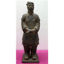 Cast Metal Chinese Soldier Warrior Guard 40" Tall Statue
