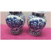 Image 3 : Qty 2 Oriental Glazed Lidded Ginger Jars, Blue & White Floral 16" H
