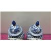 Image 4 : Qty 2 Oriental Glazed Lidded Ginger Jars, Blue & White Floral 16" H