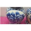 Image 5 : Qty 2 Oriental Glazed Lidded Ginger Jars, Blue & White Floral 16" H