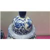 Image 6 : Qty 2 Oriental Glazed Lidded Ginger Jars, Blue & White Floral 16" H