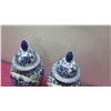Image 9 : Qty 2 Oriental Glazed Lidded Ginger Jars, Blue & White Floral 16" H
