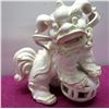 Image 15 : Pair of Glazed White Porcelain Foo Dog Chinese Guardian Lions 15" Tall