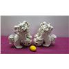 Image 2 : Pair of Glazed White Porcelain Foo Dog Chinese Guardian Lions 15" Tall