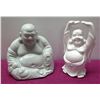 Image 1 : Qty 2 Glazed Ceramic Buddhas - 1 Seated, 1 Arms Extended 13" H
