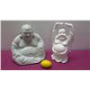 Image 2 : Qty 2 Glazed Ceramic Buddhas - 1 Seated, 1 Arms Extended 13" H
