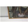 Image 8 : Framed Original Painting on Canvas - 3 Men Washing, Stamped Fredriv 42 (some crackling on surface) 1