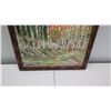 Image 3 : Framed Original Painting on Canvas - Birch Trees, Signed by Artist 18" x 33"