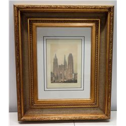 "France en Miniature" Rouen Cathedral, Signed by Artist 19" x 24", Matted w/ Gilt Frame