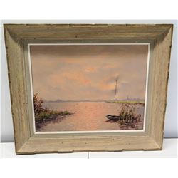 Original Painting on Canvas - Sand & Sea (has a tear), Signed by Doerbecker 26" x 23"