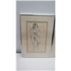 Image 2 : Qty 2 Framed Watercolor & Ink Sketch, Signed by Terri 15" x 22"