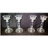Image 1 : Qty 4 Cut Glass Pedestal Candle Holders w/ Scalloped Edges 11" High