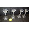 Image 2 : Qty 4 Cut Glass Pedestal Candle Holders w/ Scalloped Edges 11" High