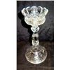 Image 8 : Qty 4 Cut Glass Pedestal Candle Holders w/ Scalloped Edges 11" High