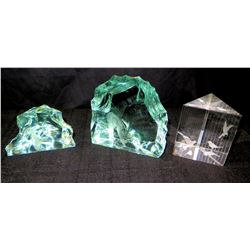 Qty 2 Decorative Cut Glass & Triangular Glass Hologram w/ Birds