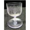 Image 2 : Qty 4 Glass Pillar Candleholders, Footed Etched Cup & Square Etched Vase