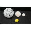 Image 2 : White Cutout Porcelain Ball & 2 Small Shell-Covered Balls