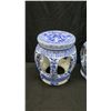 Image 8 : Qty 3 Blue & White Glazed Porcelain Garden Stools 12" Dia x 15" Tall