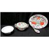 Image 1 : 4-Piece Oriental Famille Rose Medallion Serveware - Platter, Tureen, Bowl & Spoon