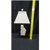 Image 8 : White Ceramic Foo Dog Chinese Lion Table Lamp w/ Shade 28" H