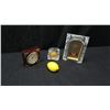 Image 2 : Qty 3 Misc Clocks - Square Wood & Gold Tone Seiko, Cut Glass Seiko w/ Pendulum, etc
