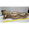 Image 18 : Large Thai Siam Reclining Buddha, Whitewash & Gold-Painted Accent 57" Long