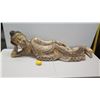 Image 2 : Large Thai Siam Reclining Buddha, Whitewash & Gold-Painted Accent 57" Long