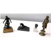 Image 1 : Qty 4 Vintage Collectible Figures - Brass Soldier, 2 Seated Men & Bust