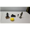 Image 2 : Qty 4 Vintage Collectible Figures - Brass Soldier, 2 Seated Men & Bust