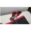 Image 8 : Qty 4 Red Lacquered Square Plates, Black & Red Oriental Table Runner, Pincushion, etc