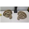 Image 2 : Qty 2 Curved Wall-Mount Shelves, Hourglass Sand Timer & Asian Praying Figure